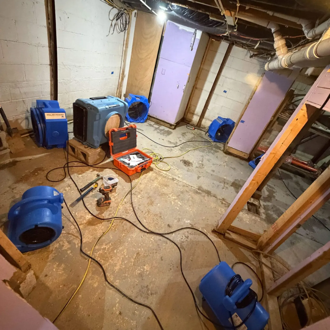 Structural drying after storm intrusion in Hickory Ridge Village